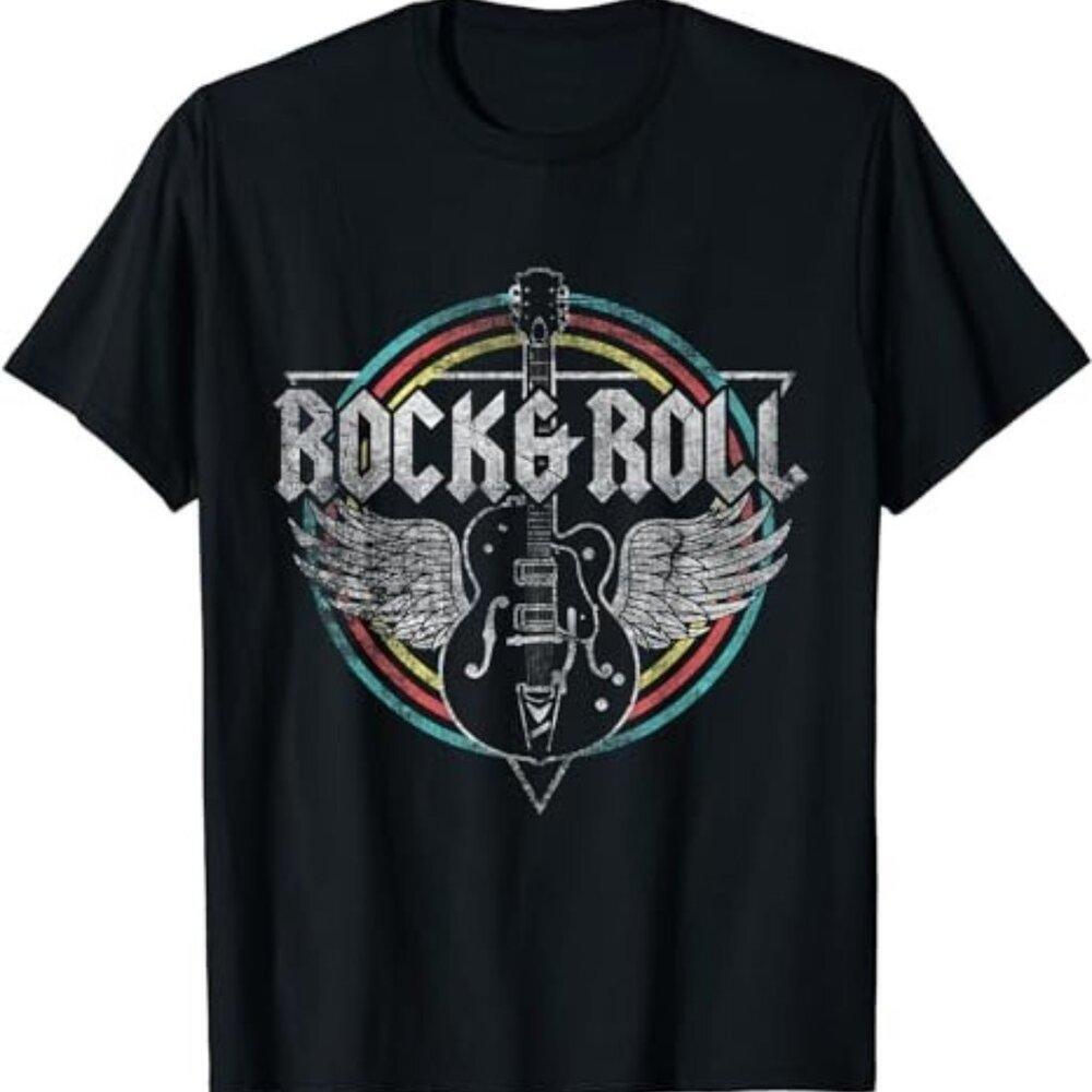 Rock Roll Guitar Wings Music Fan Gift Graphic Rock Band T-Shirt